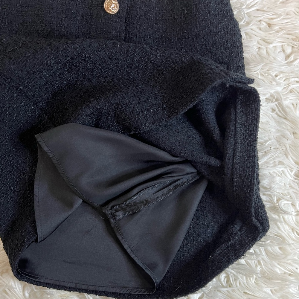 Mango Black Tweed Blazer and Skirt Set with Gold Buttons - Picture 8 of 8